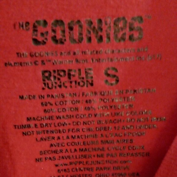 RIpple junction The Goonies T Shirt never say Die Size small woman unisex - Picture 3 of 3